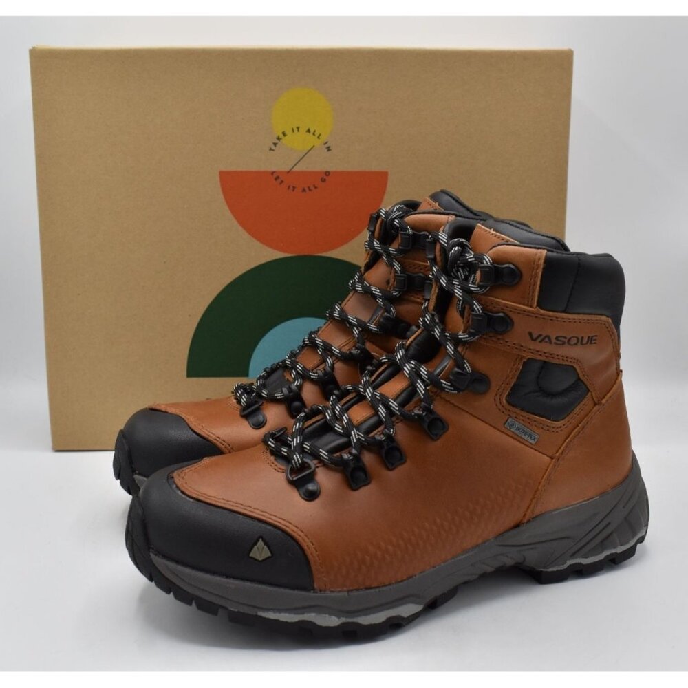 Vasque Womens 8 St. Elias FG GTX Gore-tex Cognac Leather Waterproof Hiking Boots